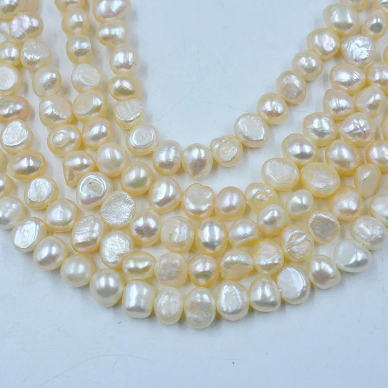 

Natural pink pearl 5 shares AAA 7-8MM Baroque freshwater pearls loose beads 15 "L