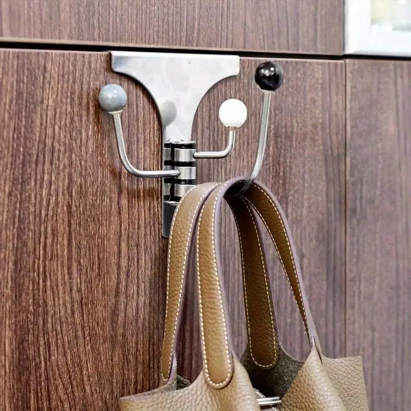 1 Set Over The Door Hooks Swivel Hat Towel Rack for Bathroom Living Room Bedroom Kitchen Hooks for Hanging - view 7