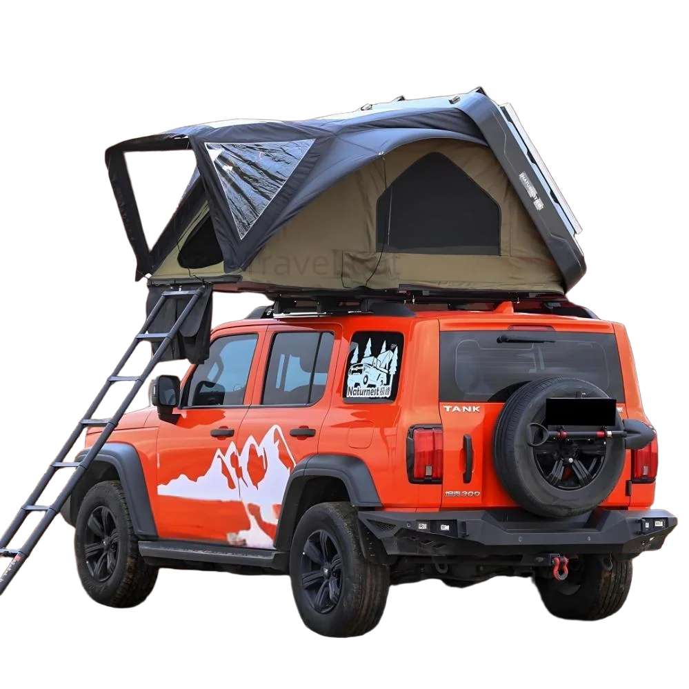 

Pop up Rooftop Tents Aluminum Hard Shell for Camping 4 Person Waterproof SUV Car Overland Tent
