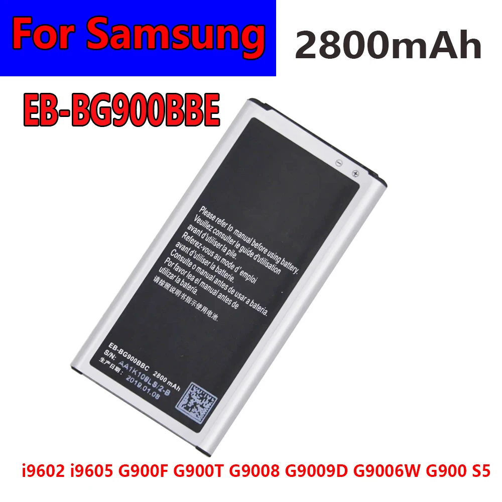 

Аккумулятор EB-BG900BBC емкостью 2800 мАч для Samsung Galaxy S5 SV S 5 В I9600 i9602 i9605 G900F G900S G900T G900H G900I G900J