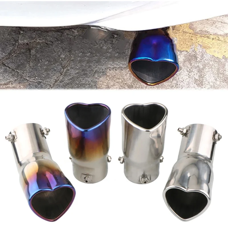 1 PCS Heart Shape Style Car Exhaust Tip Muffler Modified Exhaust Pipe Accessories Tailpipe inlet 60mm