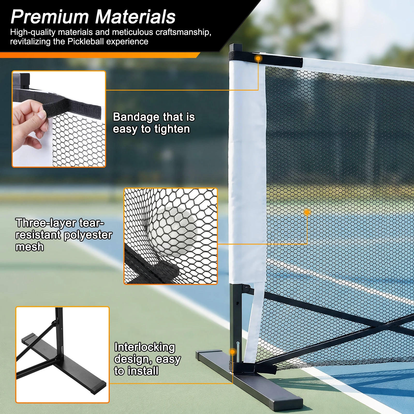 

Steady Metal Nets Frame with Wheels Professional Pickle Ball Game Net Stand Aluminum Alloy 22ft for Indoor & Outdoor Courts