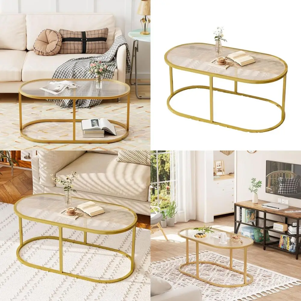 

Элегантный овальный стеклянный журнальный столик с металлическим каркасом для гостиной, современный акцентный столик для домашнего офиса и спальни