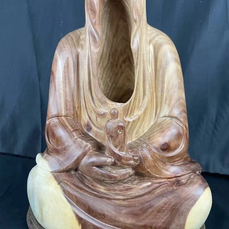 Blood sandalwood faceless Buddha solid wood ornament root carving wood carving heightening gift