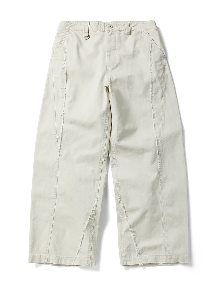 

American Retro Patchwork and Raw-Edge Cargo Pants 2025 Autumn/Winter Trendy Brand Loose Straight-Leg Pants Men's Casual Trousers