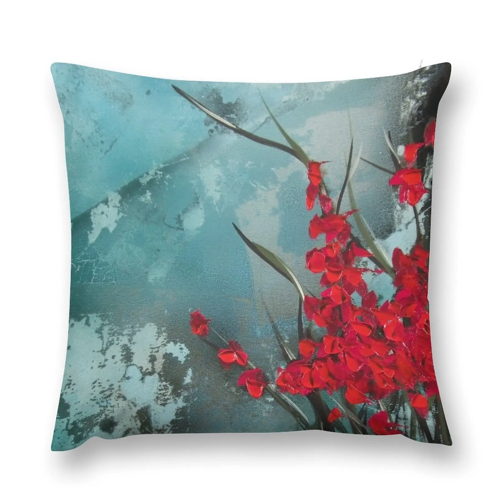 

Turquoise and Red Flowers Throw Pillow Decorative Cushions For Living Room Custom Cushion Photo christmas pillow case pillow