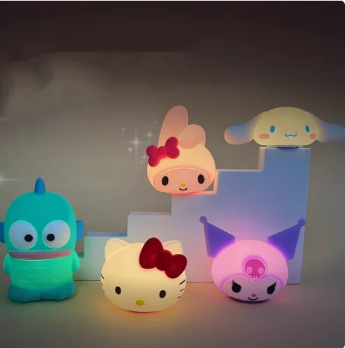 

[Funny] Lovely Sanrio Hello Kitty Chococat Melody Pochacco Kuromi Bedroom night light Bedside lamp toys Creative kids gifts