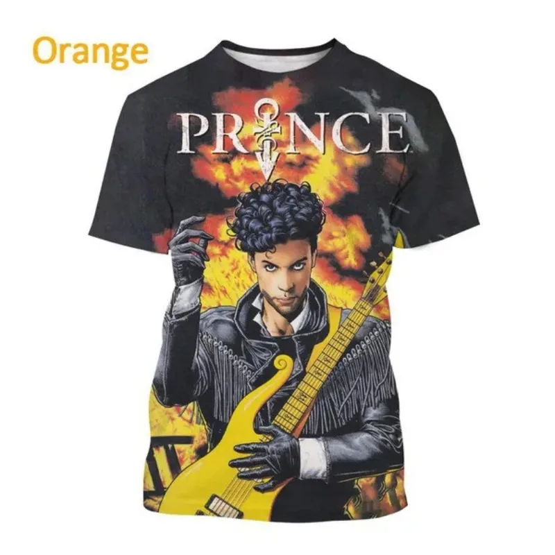 Music Singer Prince Rogers Nelson 3D Printed Men\'s T Shirt Round Neck Casual Short-sleeved Hip-hop Streetwear Casual Clothing