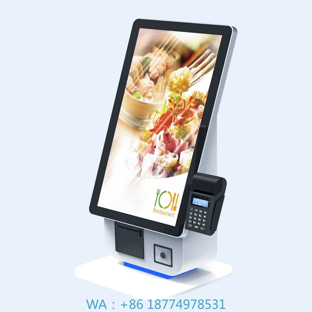 Self-checkout Kiosk for Catering Ordering Desktop Self-service Ordering Kiosk 21.5 Inch Touch Screen POS Terminal