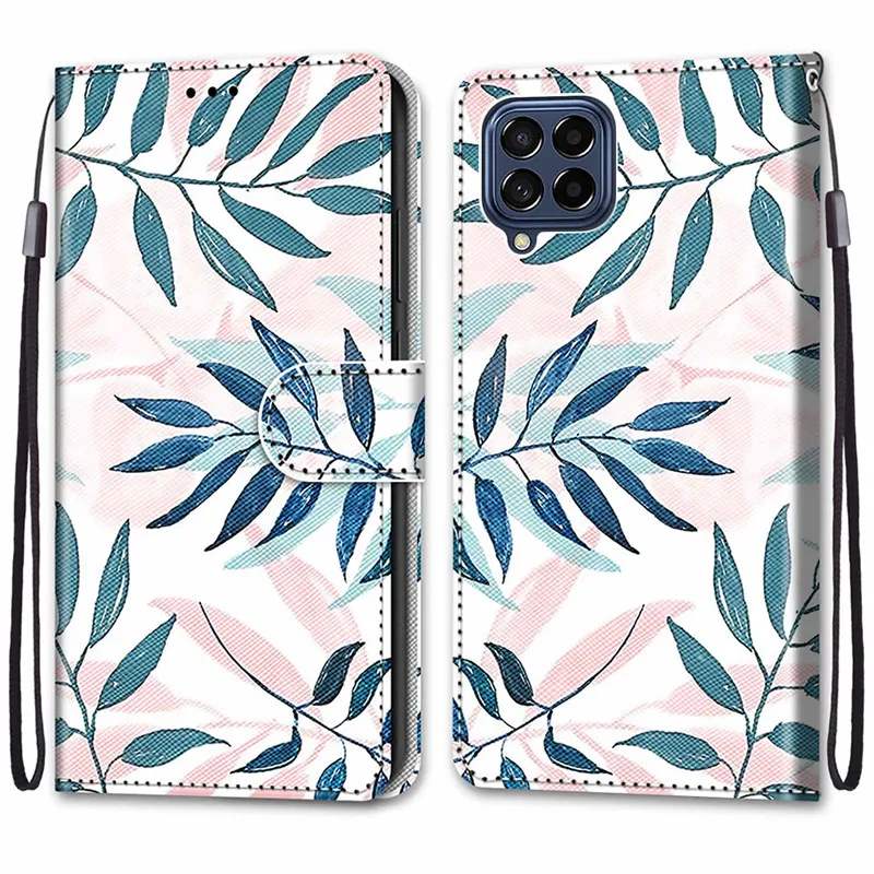 Flower Pattern Flip Case For Samsung Galaxy M53 M33 M52 5G M 53 SM-M536 M336 M526 Wallet Leather Phone Case Stand Book Cover