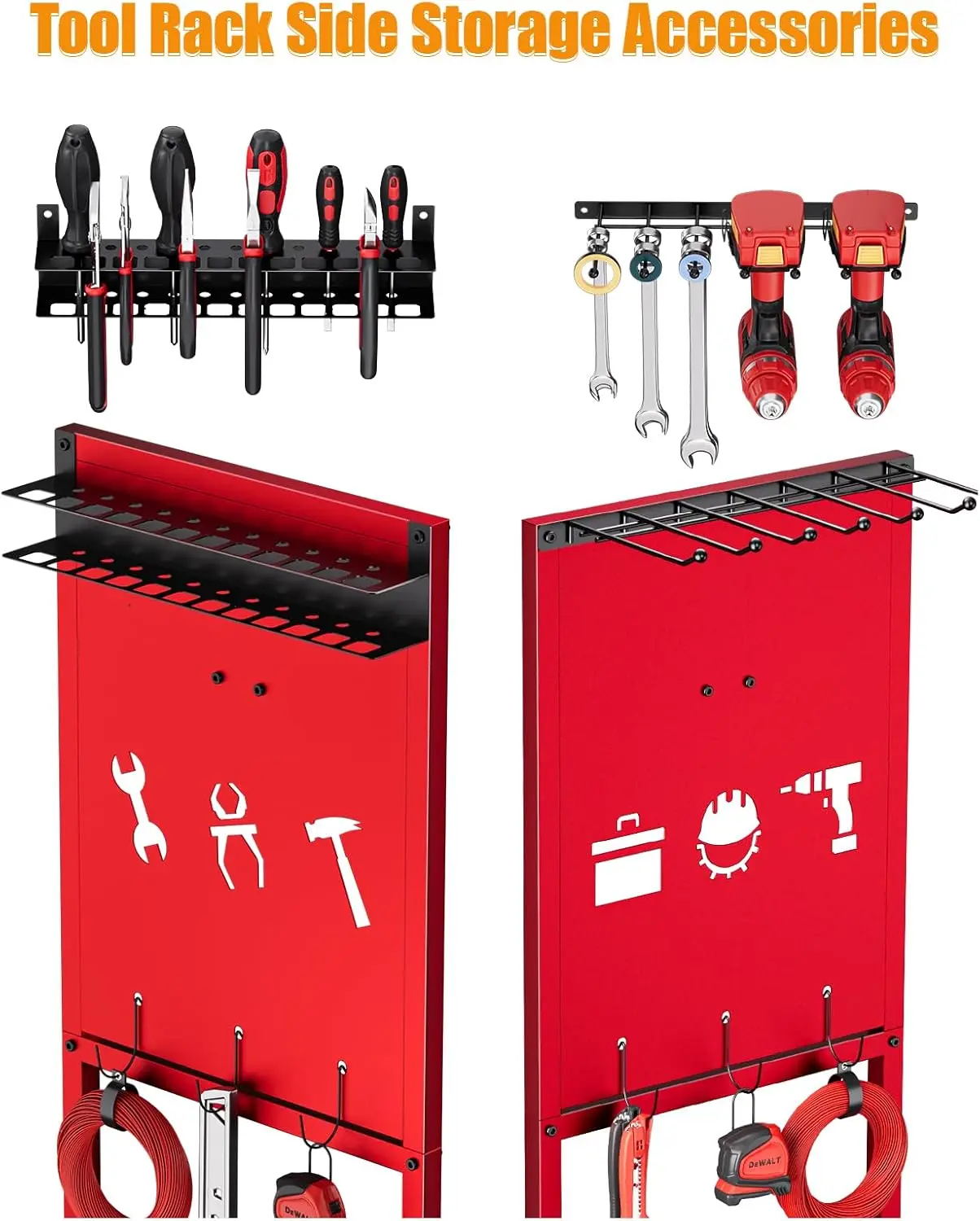 Organizador de ferramentas elétricas com rodas, Garage Power Tools Storage Cart, Grande Rolling Drill Holder, Armazenamento de bateria sem fio