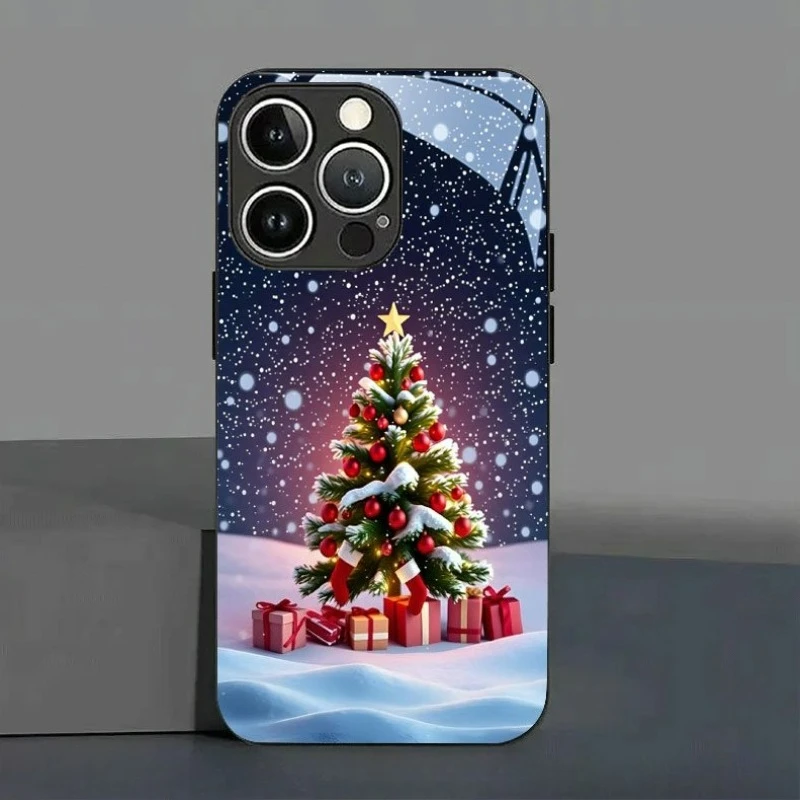 Premium Atmospheric Creative Christmas Snow Scene Tree Phone Case Suitable for iPhone 18, 17, 16, 15, 14, 13, 12, 11, etc