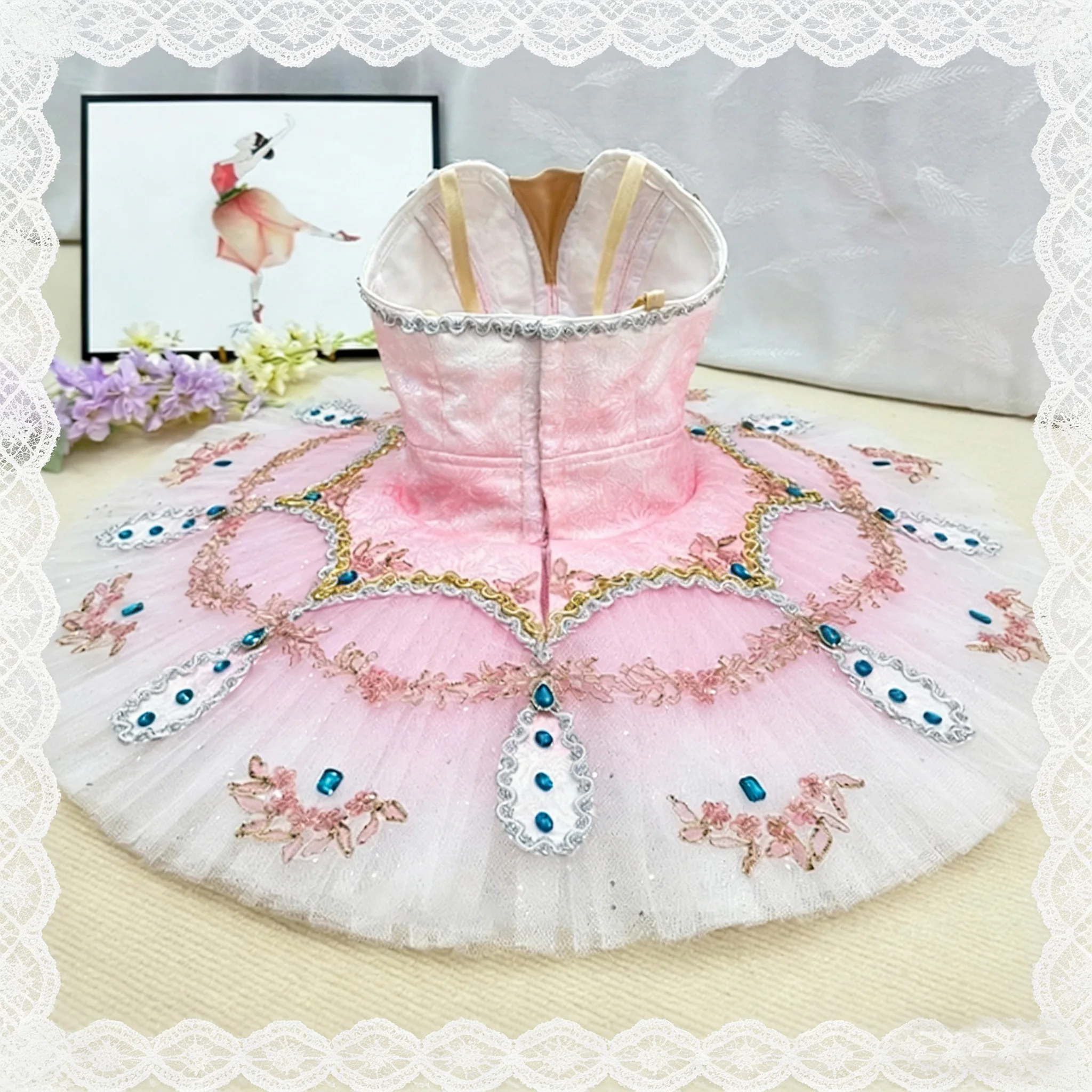 Personalizado esmeralda bela adormecida piquete fada boneca variação feminina ballet tutu vestido desempenho tutu saia