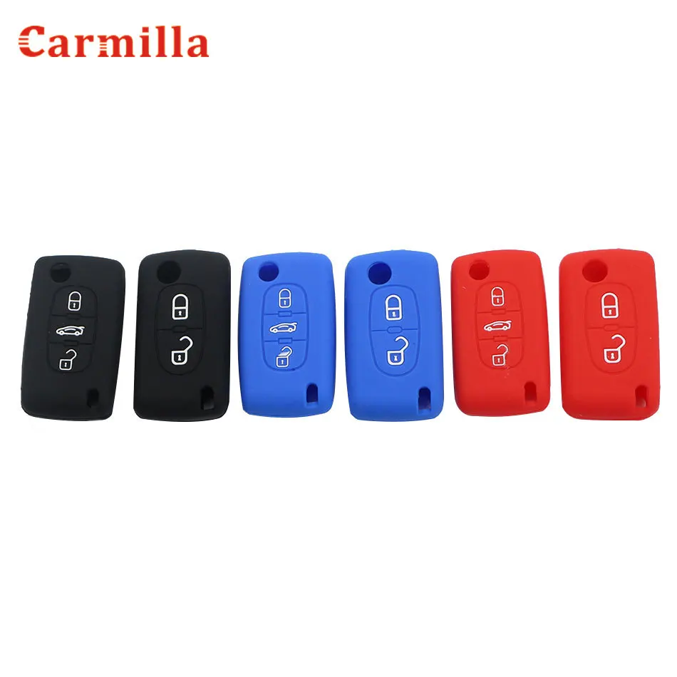 Carmilla Silicone Case for Peugeot 208 207 308 RCZ 408 407 307 206 for Citroen C4 C5 C3 C2 C4L Xsara Picasso Car Flip Key Cover