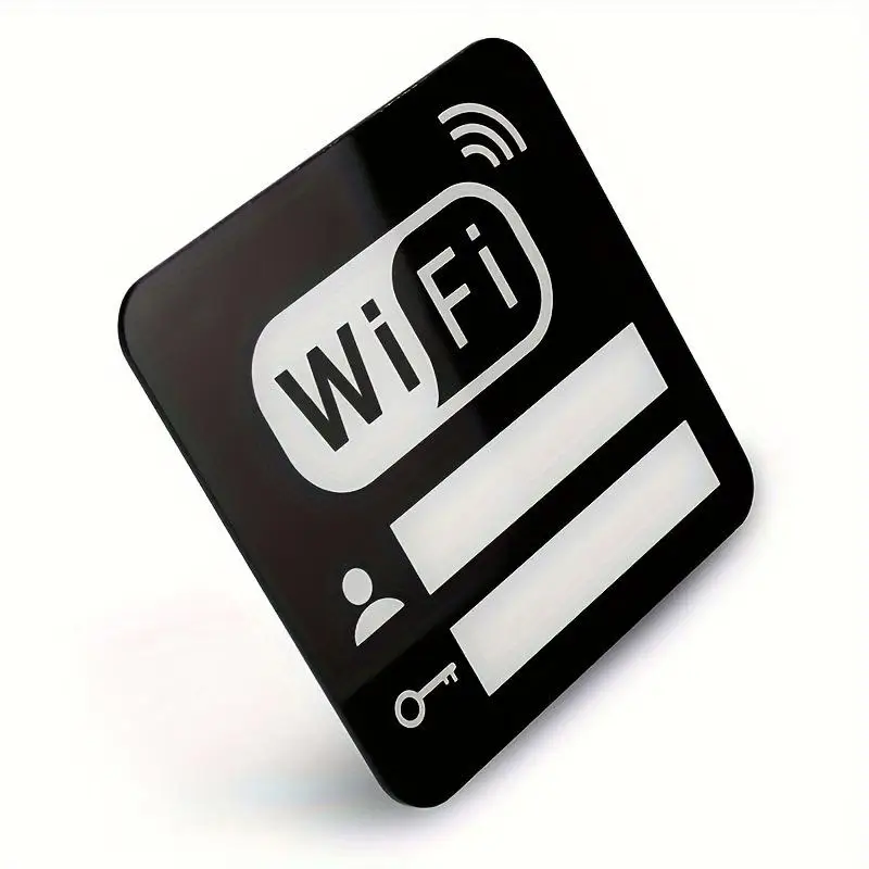 1/5 Stück Acryl-Spiegel-WLAN-Schilder-Aufkleber für öffentliche Orte, Häuser, Geschäfte, Handschrift, Konto und Passwort, WLAN-Hinweisschilder