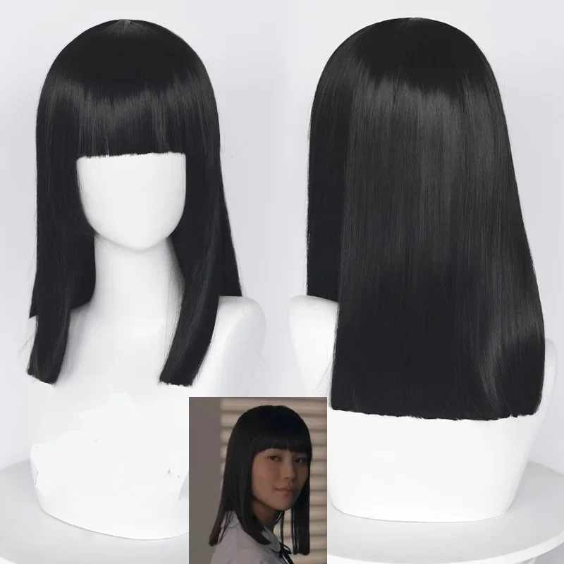 TV Series Girl from Nowhere Nanno wig Cosplay 45cm Long Straight Black Heat Synthetic Fiber Hair Cos Prop   Free Cap