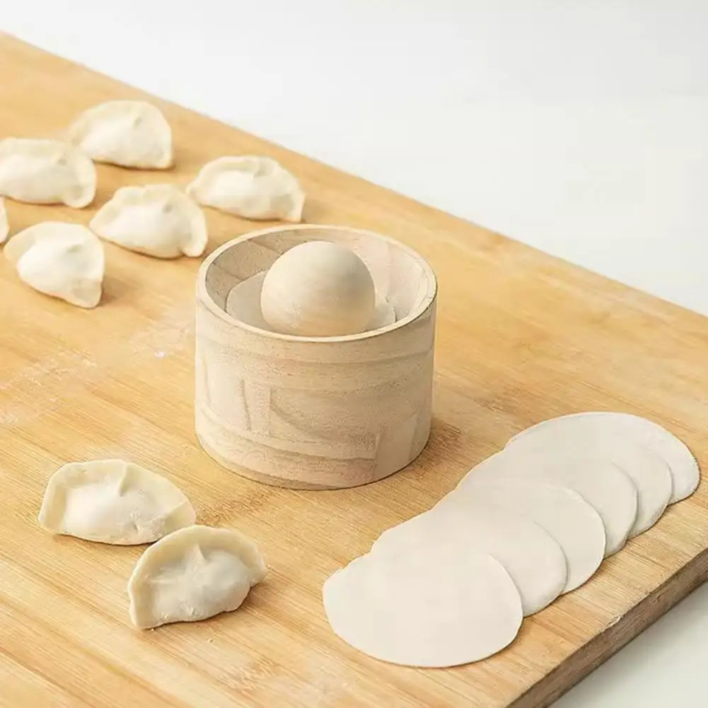 Dough Bag Cutter Wooden Dumpling Maker with Ergonomic Handle Non-stick Dough Press for Easy Pastry Shaping Pancake Dumpling Tool