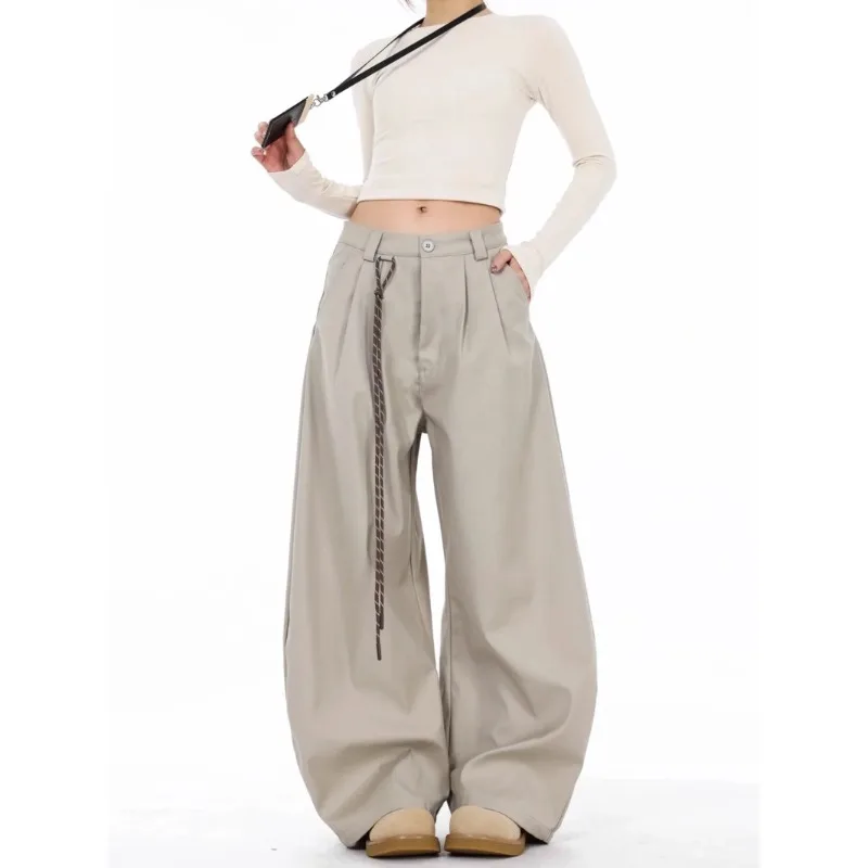 

High Waist Women Suit Pants Straight Office Ladies Korean Fashion Trousers Casual Button Loose Female Black Pants New