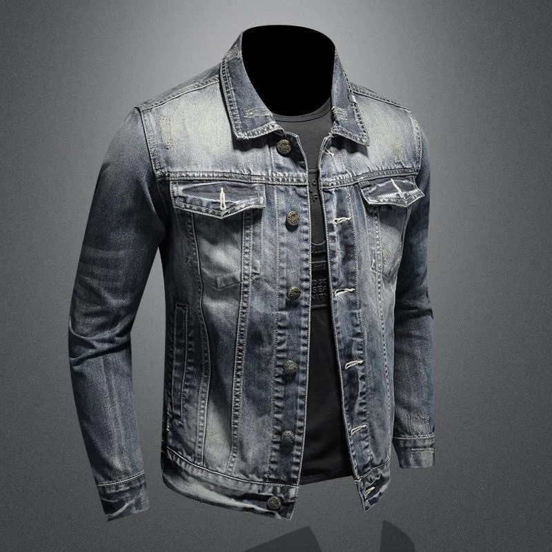 Veste en jean rétro multi-poches pour hommes, manteau décontracté, haute qualité, grande taille, document solide, nouvelle mode, printemps et automne 2024