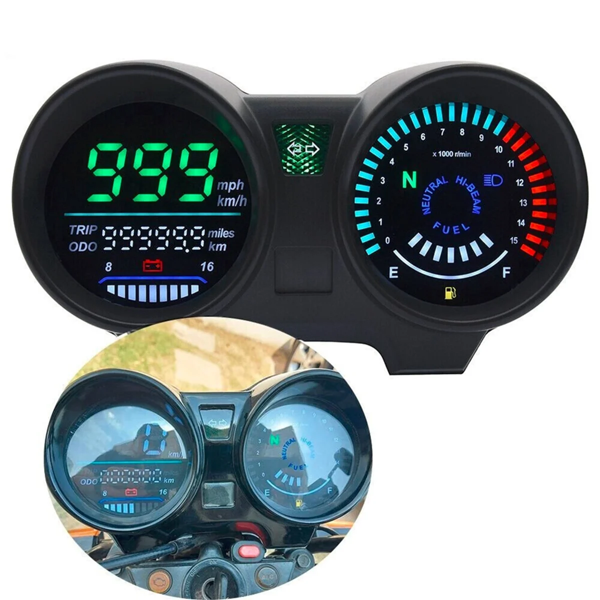 Motorcycle Speedometer Digital Led Panel Tachometer for Brazilian 150 Cg150 Fan150 2010 2012 Green