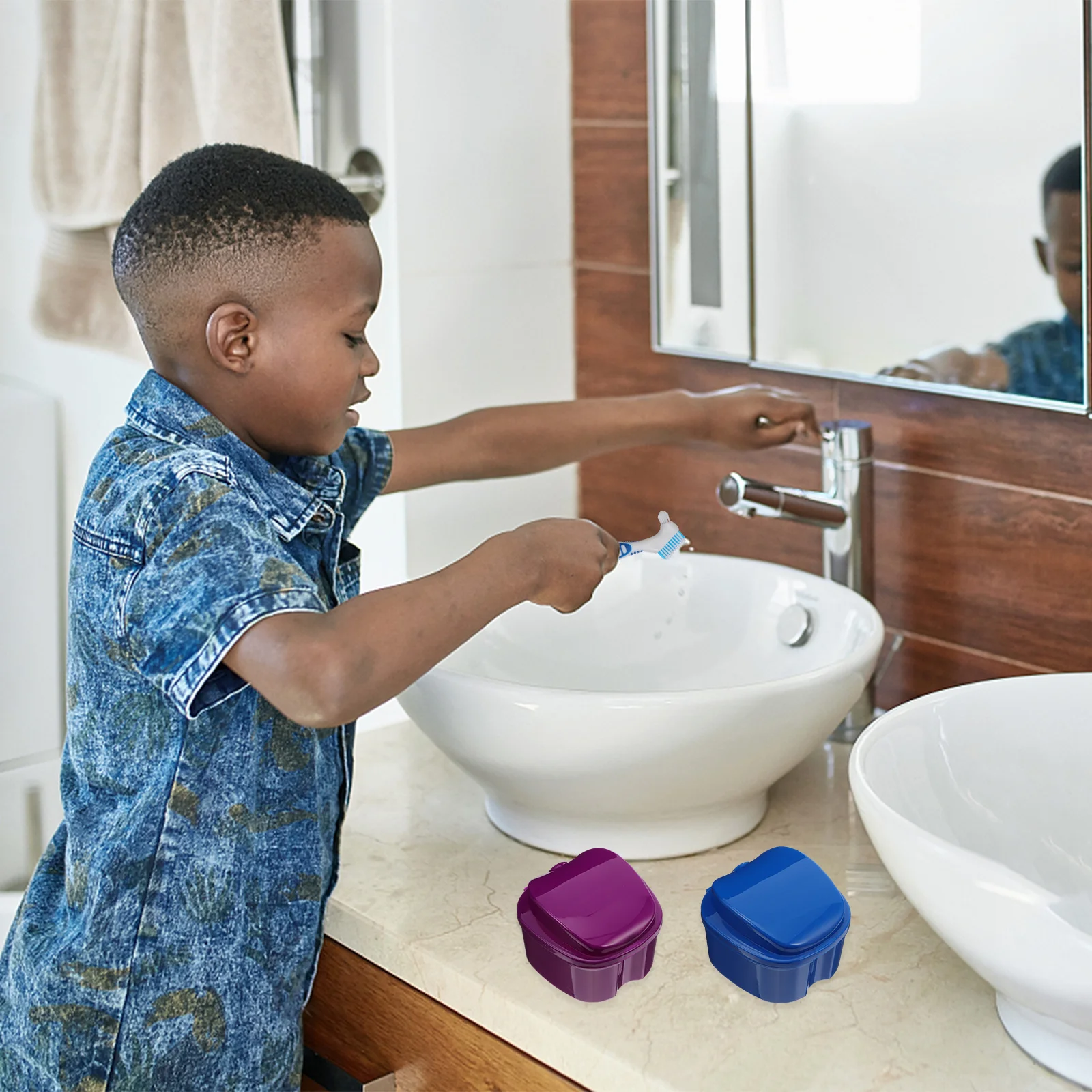 10 قطعة مجموعة صناديق تخزين أسنان حقيبة سفر محمولة لأطقم الأسنان التجنيب واقيات الفم حاوية العناية بالأسنان نظافة الفم #5