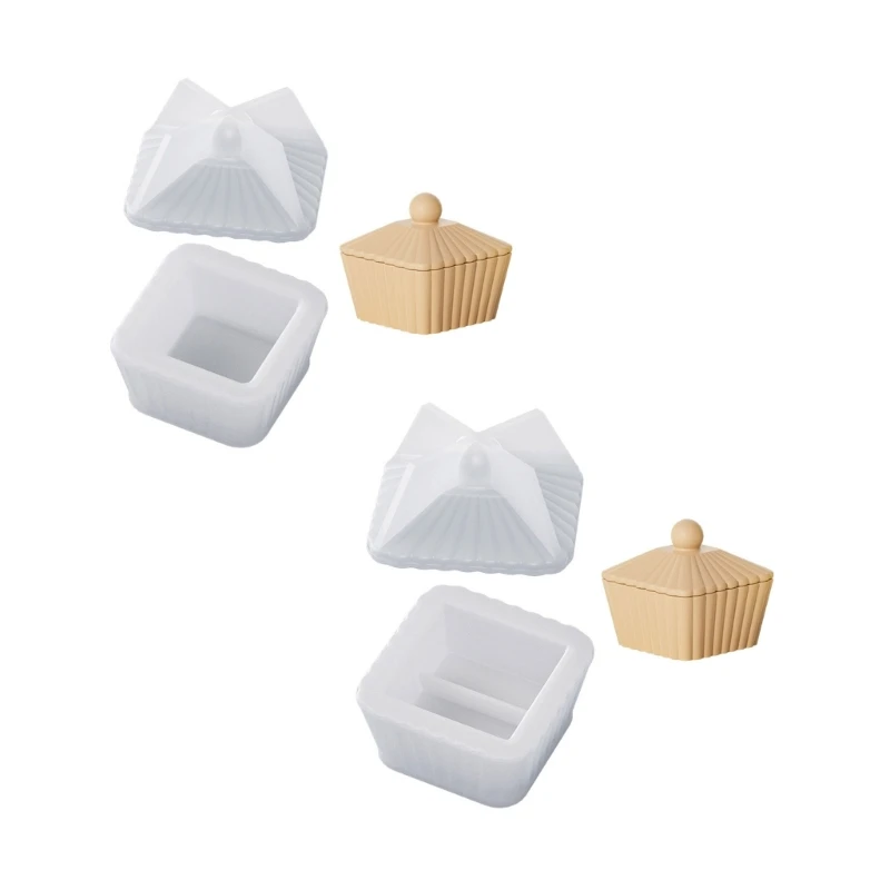 

Storage Box Silicone Mold Stripe Trapezoid Jewelry Box Epoxy Resin Molds DIYs Gypsum Jar Home Decors