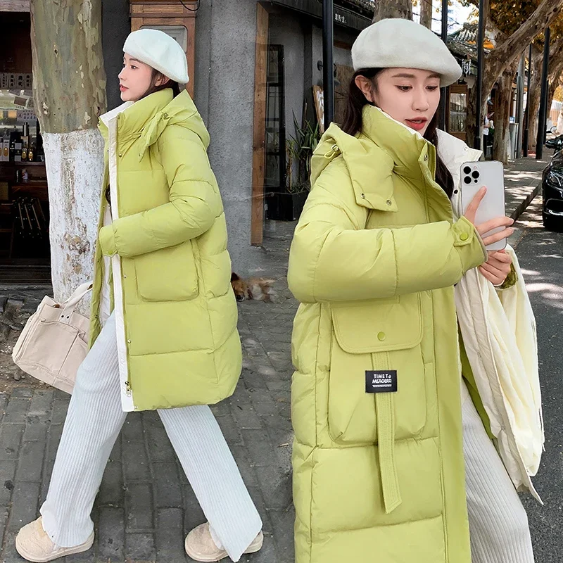 

Women's Winter Jacket Long Down Cotton Warm Thick Overcoat Hooded Loose Casual Snow Wear Coat Female Windproof Parkas Outwear