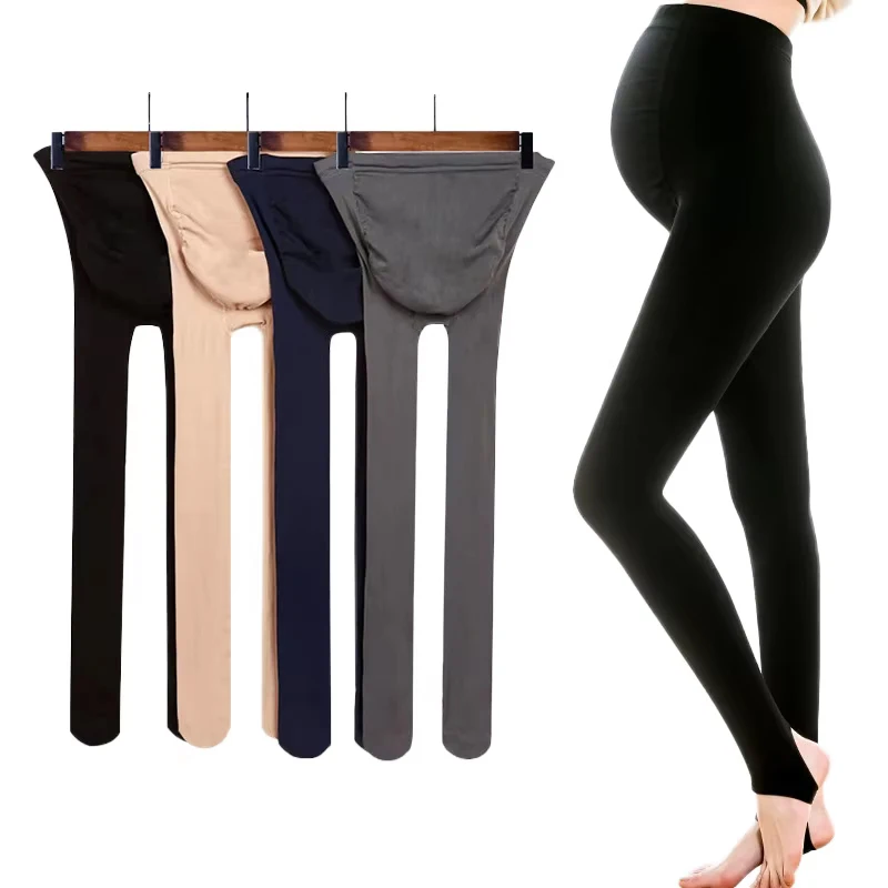 Spring Autumn Soft Velevt Tights for Pregnant Women Adjustable High Waist Maternity Pantyhose U-shaped Belly Support Sock