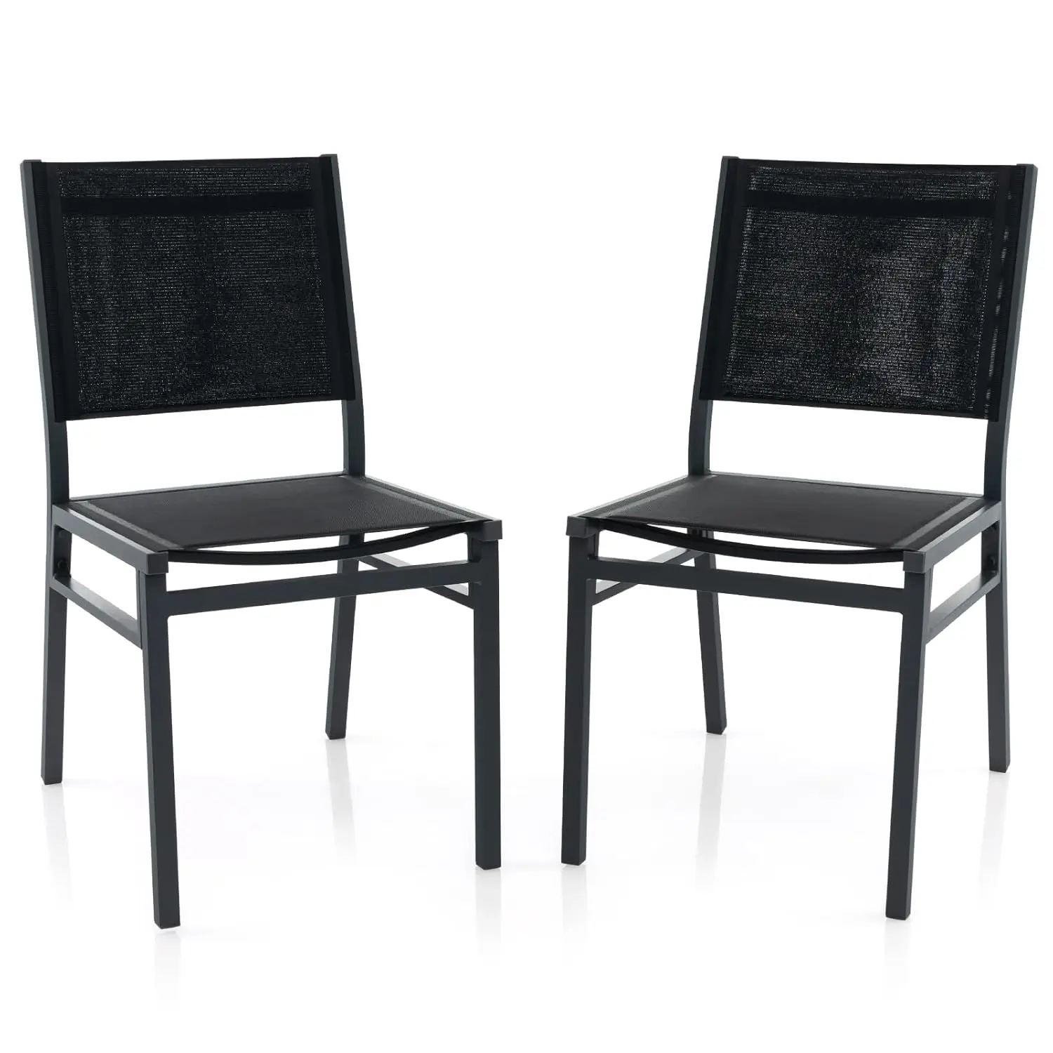 

Outdoor Patio Dining Chair Set of 2, Armless Dining Chair with Breathable Fabric Seat & Backrest, Heavy Duty Aluminum Frame, Out