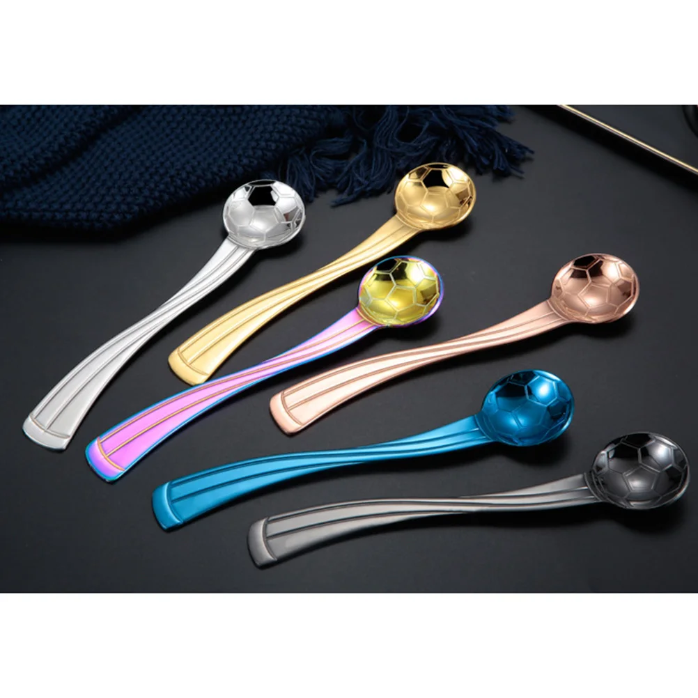 

6pcs Stainless Steel Soccer Spoons Exquisite Grinding Long Lasting Shine Portable Lightweight Modern Design Coffee Tea Dessert