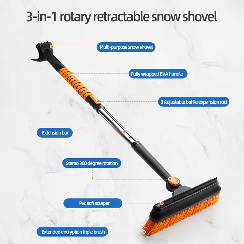 Car Ice Scraper Winter Ice Removing Brush Shovel Tools Foldable Snow Scraper Windshield Car Wash Accessory Winter Scraping