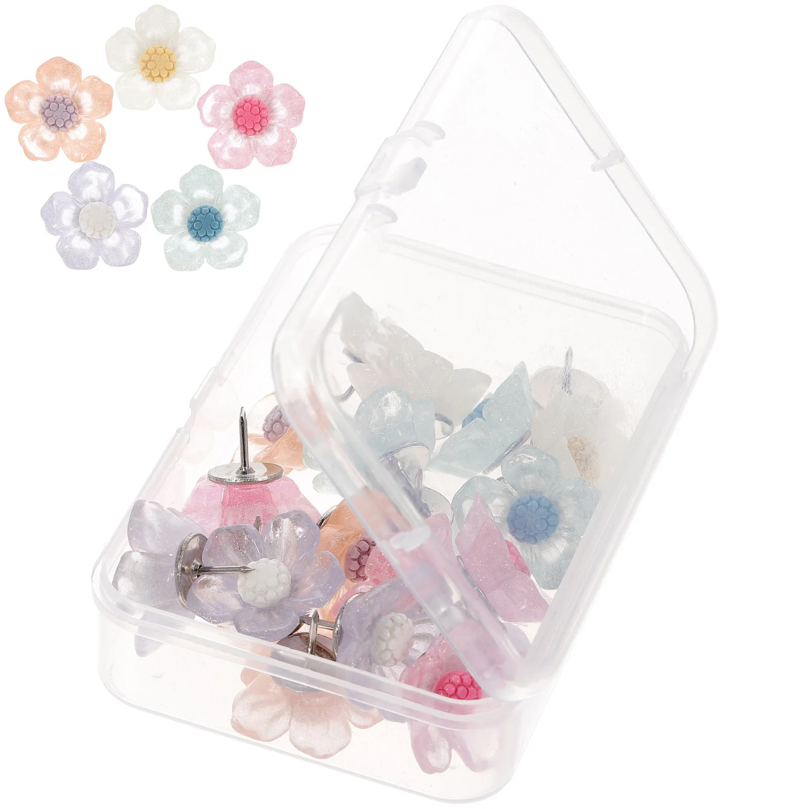 

20pcs Flower Shaped Pushpins Premium Multi-Function Thumbtacks For Diy Wall Decor Map Supplies Reusable Delicate Tacks