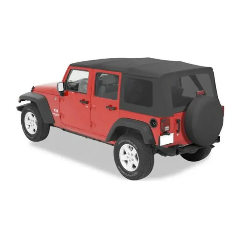 Soft Top with Tinted Windows Without Doors for Jeep Wrangler JK 4 Door 07-09