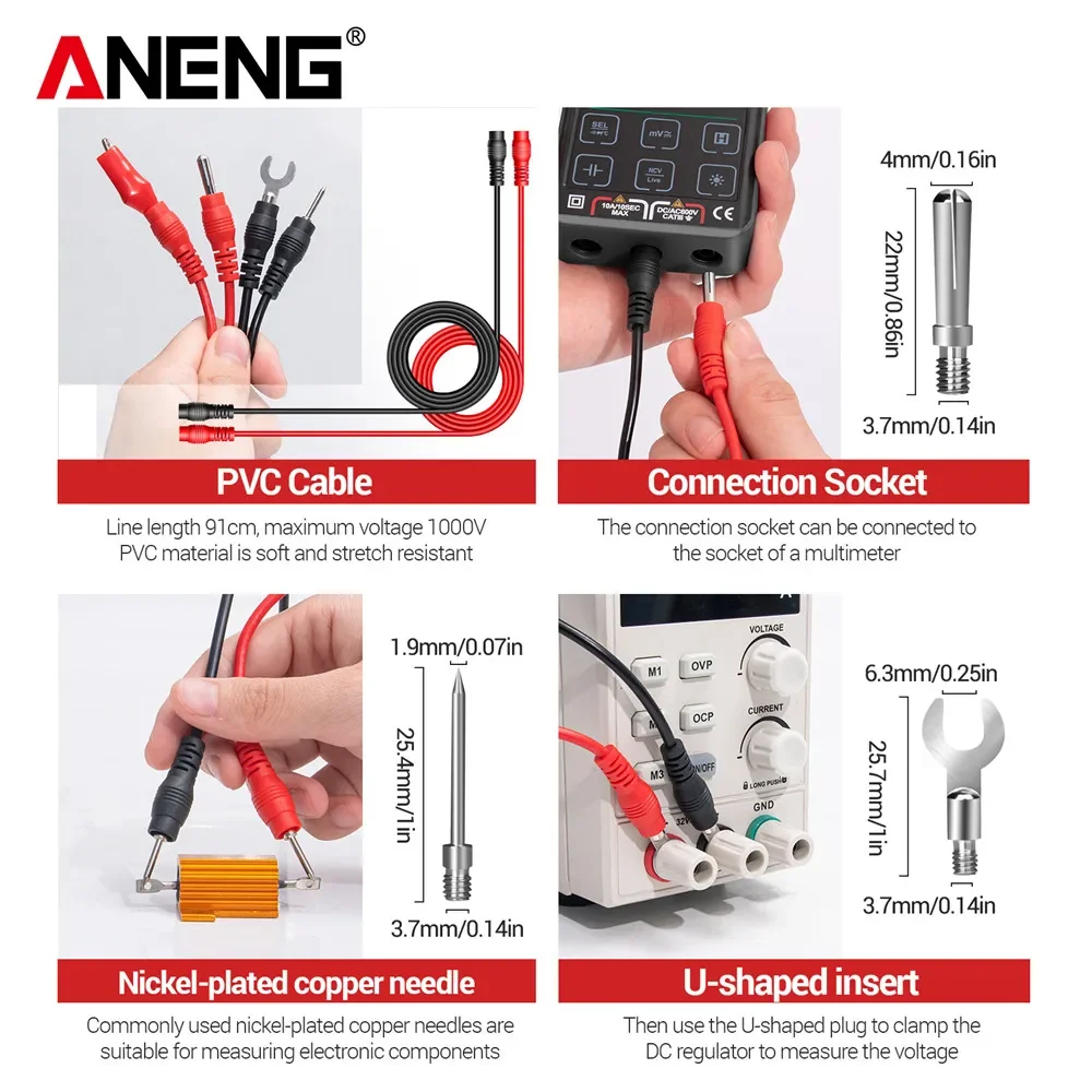 ANENG 621A 멀티미터 충전식 AC/DC 전압 전류 전기공 테스트 도구 다기능 9999 카운트 디지털 스마트