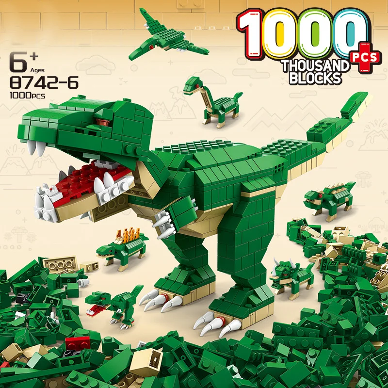 

City Creativity Jurassic Dinosaur Forest Adventure 6 in 1 Tyrannosaurus Rex DIY Accessories Building Blocks Bricks Toys Gifts