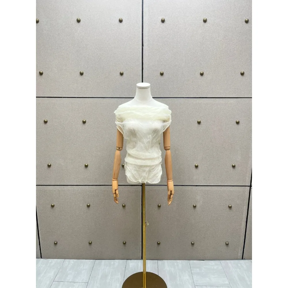 

Beige Sleeveless Off Thw Shoulder Blouse Tops 2025