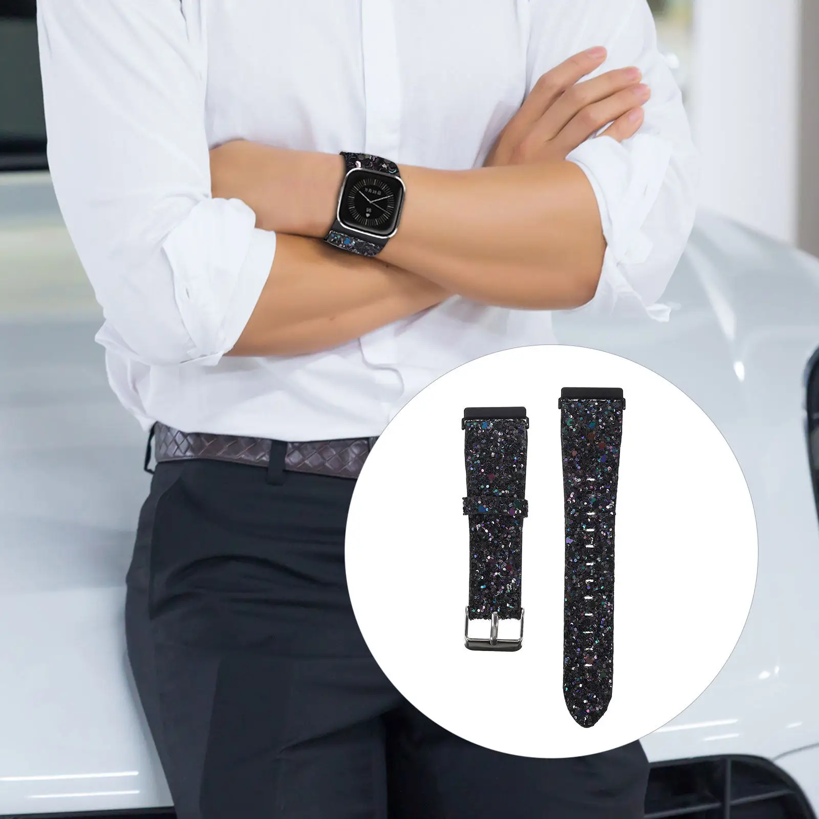 

Glitter Watch Band Compatible with Fitbit Series Soft Moderate Comfort Sturdy Compression Molded Watchband