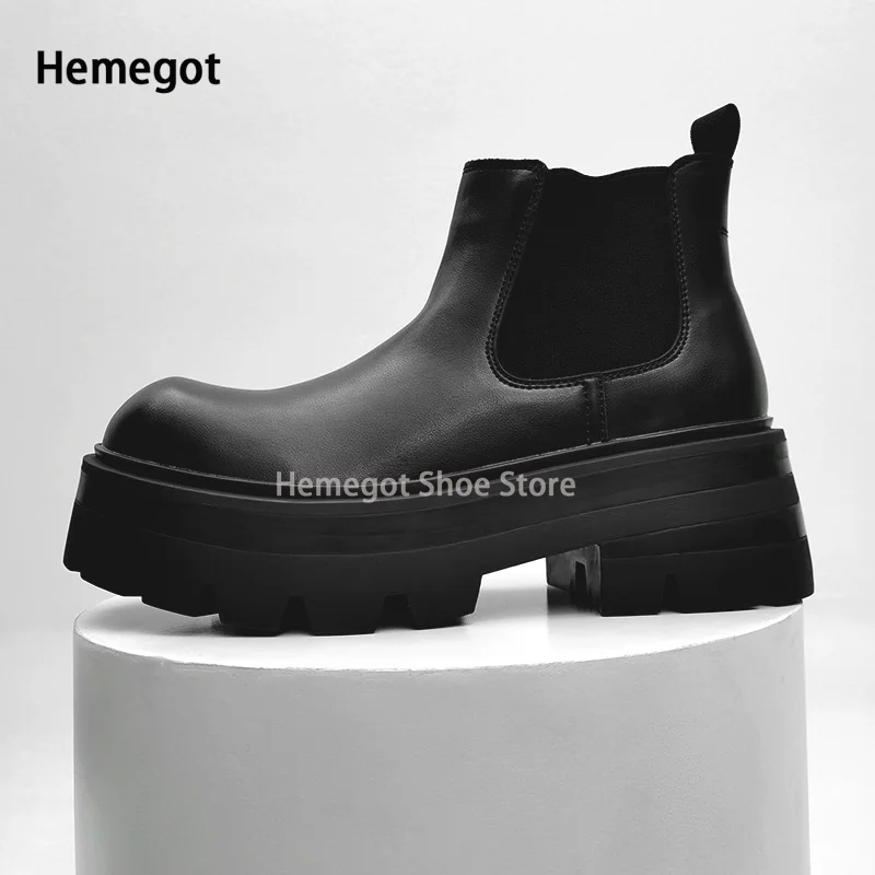 Thick-Soled Chelsea Boots Men's British Style High-Grade Increase Breathable Comfortable Big Head Boots Mid-Top Ankle Boots