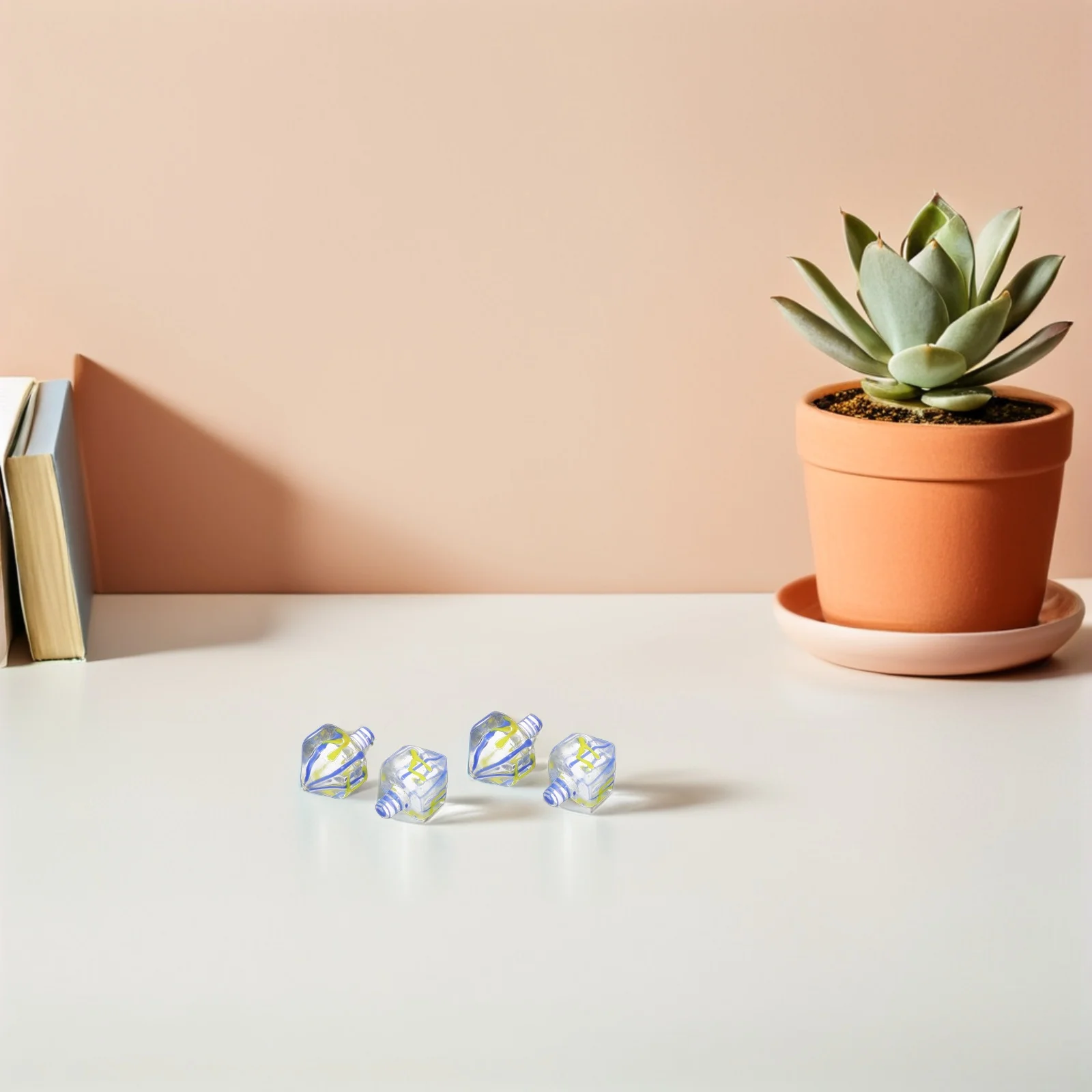 

4Pcs Traditional Hanukkah Dreidel Set - Unique Glass Dreidel Ornaments Handcrafted for Celebration and Holiday