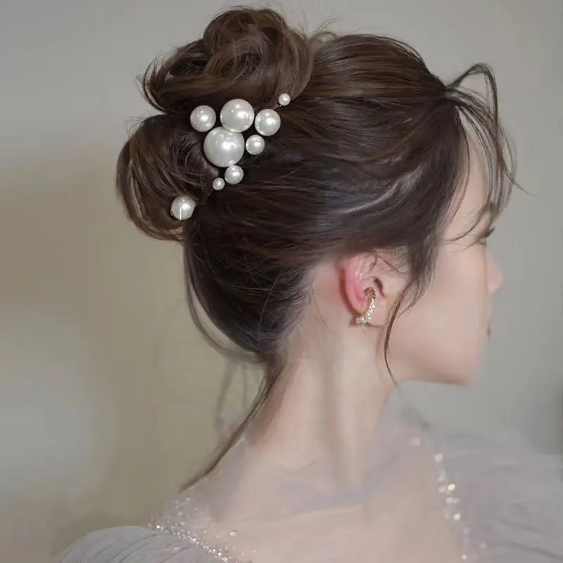 Fashion Simulated Pearl Hairpins For Women Metal Hair Clip Pins Wedding Bridal Hair Styling Tools Elegant Hair Accessories view 5