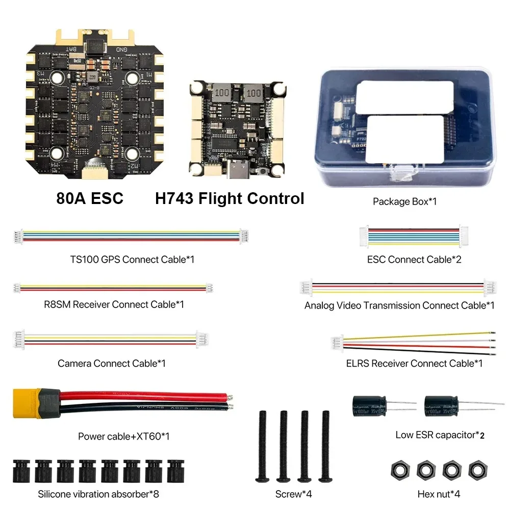 TOPes9IMOD H743 Flight Stack H743 Flight Control 4in1 70A/80A ESC 3-8S Lipo Dual ICM42688 Gyro 7 UART For RC FPV Racing Drone