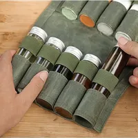 Spice Storage Bag with 9 Spice Jars Condiment Container Set Organizer Outdoor Camping Picnic Barbecue Kit