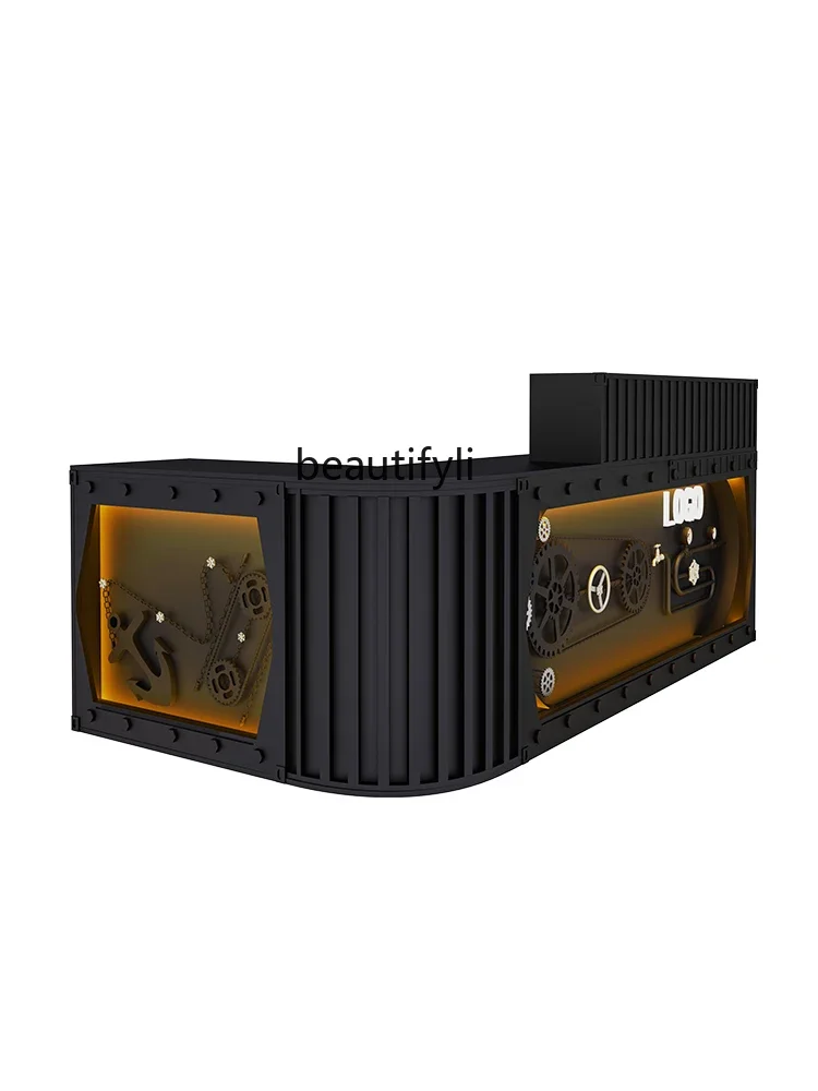 

Vintage checkout page Corner bar Reception desk Hotel banquet hall Iron front desk Customization