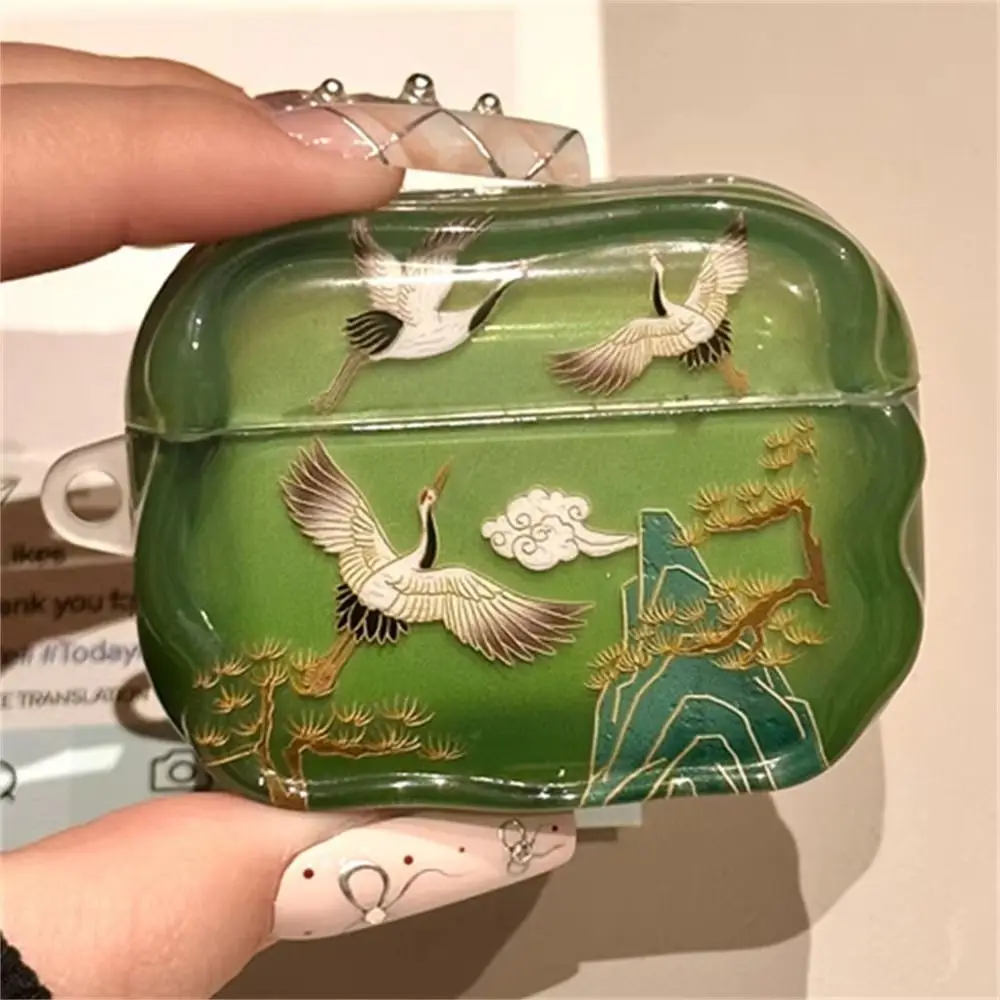 Funda de lujo para auriculares con colgante de ventilador plegable Tengyun Crane para AirPods 1, 2, 3, 4, carcasa protectora suave para AirPods Pro 2