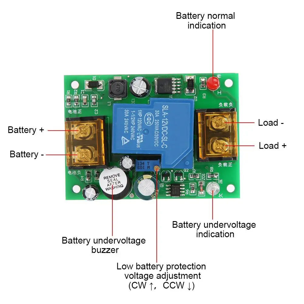 لوحة حماية الجهد المنخفض للبطارية 12 فولت 24 فولت 36 فولت 48 فولت - وحدة تحكم شحن مضادة للجهد المنخفض تيار مستمر