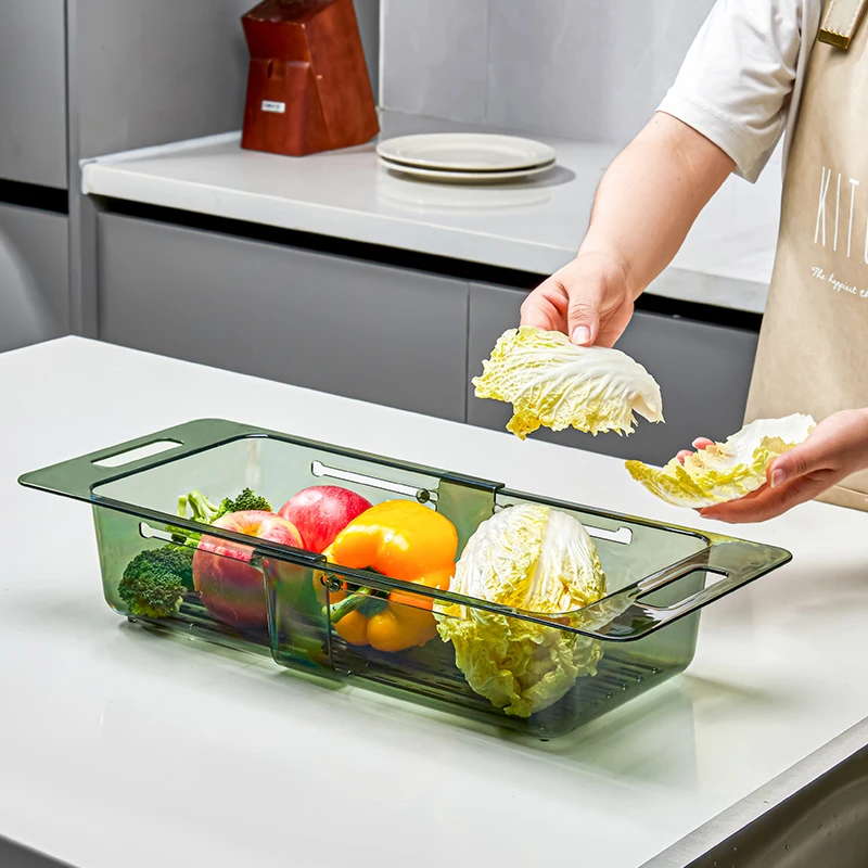 

Retractable Kitchen Sink Basket to Wash Vegetables and Fruits, Food Strainers to Drain Plastic, Collapsible Storage Basket