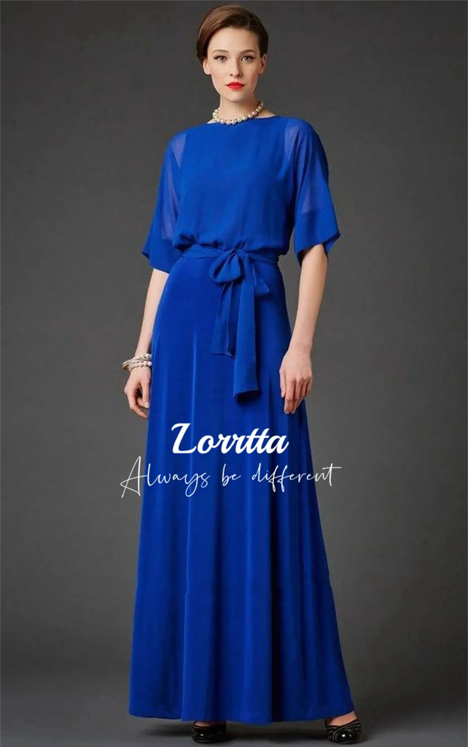 

Lorrtta Perspective Mother of the Bride Dress Half Sleeves Dubai Chiffon Female Elegant and Pretty Women's Dresses Party Womens