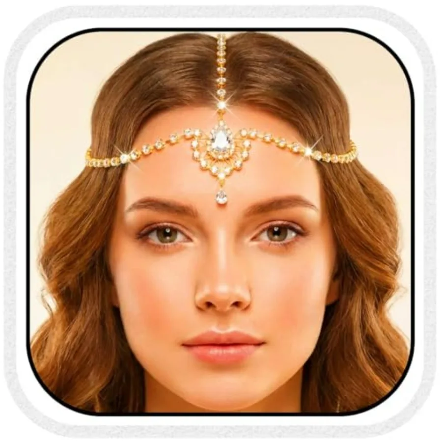 

Crystal Head Chain Jewelry Rhinestone Hair Chain Boho Bridal Headpiece for Women
