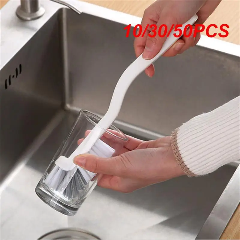 10/30/50PCS Cup Cleaning Brush Right Angle Brush Head Non-slip Handle 30g Household Cleaning Appliances Soymilk Brush Pot Brush