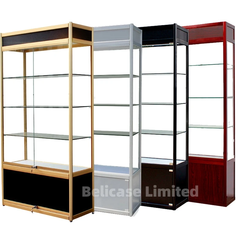 Custom, Color Kiezen Voor Hout Afsluitbare Glazen Vitrine Retail Voor Handtas Display Planken